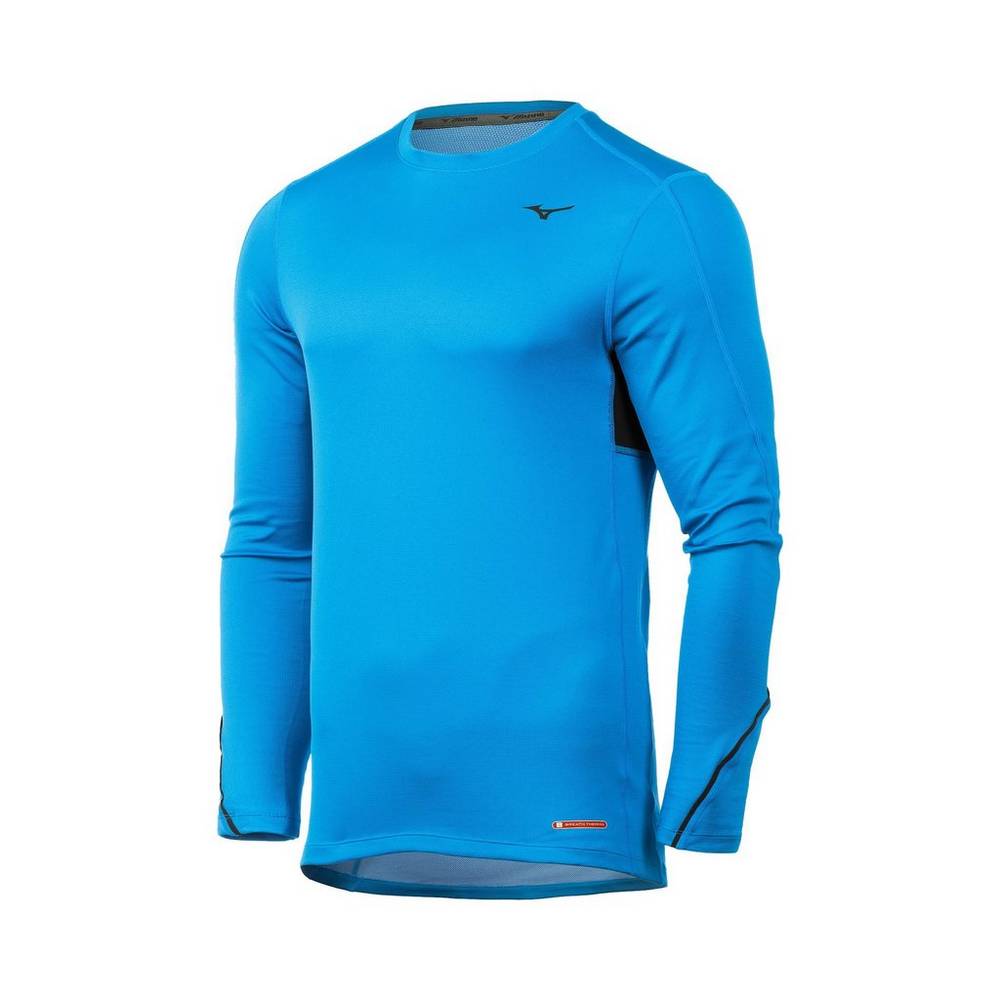 Panske Base Layer Mizuno Breath Thermo® Long Sleeve Modre Vypredaj IRYK06837